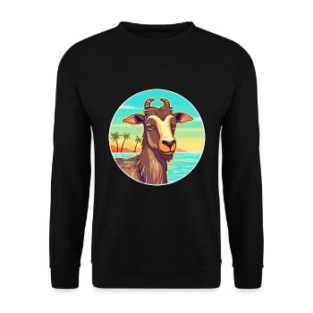 Ziege Aquarell Cartoon Kawaii Clipart Tier - Unisex Pullover - Schwarz - Vorne - Alina (178cm) & Michal (187cm)