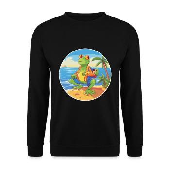 Frog Watercolor Cartoon Kawaii Clipart Animal - Unisex Sweatshirt - black - Front - Alina (178cm) & Michal (187cm)