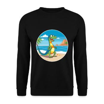 Lizard Watercolor Cartoon Kawaii Clipart Animal - Unisex Sweatshirt - black - Front - Alina (178cm) & Michal (187cm)