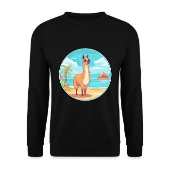 Lama Aquarell Cartoon Kawaii Clipart Tier - Unisex Pullover - Schwarz - Vorne - Alina (178cm) & Michal (187cm)