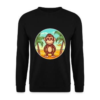 Monkey Watercolor Cartoon Kawaii Clipart Animal - Unisex Sweatshirt - black - Front - Alina (178cm) & Michal (187cm)