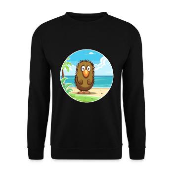 Kiwi Aquarell Cartoon Kawaii Clipart Tier - Unisex Pullover - Schwarz - Vorne - Alina (178cm) & Michal (187cm)
