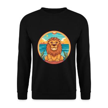 Lion Watercolor Cartoon Kawaii Clipart Animal - Unisex Sweatshirt - black - Front - Alina (178cm) & Michal (187cm)