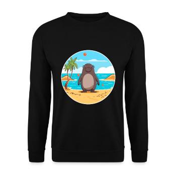 Mole Watercolor Cartoon Kawaii Clipart Animal - Unisex Sweatshirt - black - Front - Alina (178cm) & Michal (187cm)