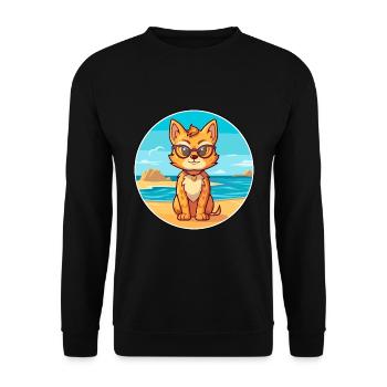 Lynx Watercolor Cartoon Kawaii Clipart Animal - Unisex Sweatshirt - black - Front - Alina (178cm) & Michal (187cm)