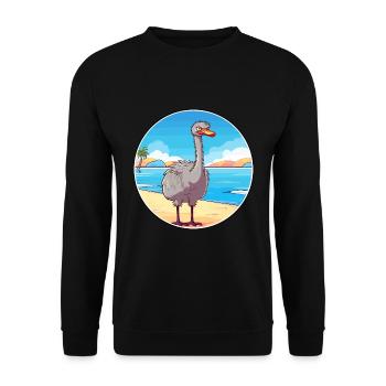 Ostrich Watercolor Cartoon Kawaii Clipart Animal - Unisex Sweatshirt - black - Front - Alina (178cm) & Michal (187cm)