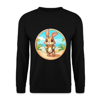 Kaninchen Aquarell Cartoon Kawaii Clipart Tier - Unisex Pullover - Schwarz - Vorne - Alina (178cm) & Michal (187cm)