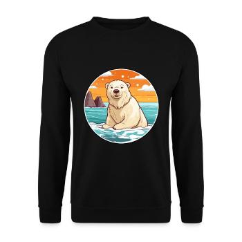 Ours polaire aquarelle dessin animé Kawaii Clipart animal de compagnie - Sweat-shirt Unisexe - noir - Devant - Alina (178cm) & Michal (187cm)