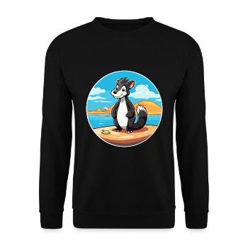 Skunk aquarelle dessin animé Kawaii Clipart Animal - Sweat-shirt Unisexe - noir - Devant - Alina (178cm) & Michal (187cm)