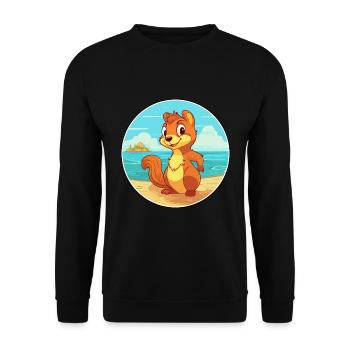 Squirrel Watercolor Cartoon Kawaii Clipart Animal - Unisex Sweatshirt - black - Front - Alina (178cm) & Michal (187cm)