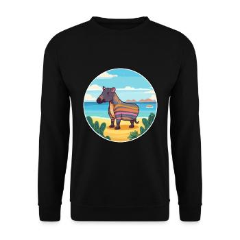 Tapir Watercolor Cartoon Kawaii Clipart Animal - Unisex Sweatshirt - black - Front - Alina (178cm) & Michal (187cm)