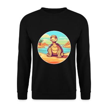 Turtle Watercolor Cartoon Kawaii Clipart Animal - Unisex Sweatshirt - black - Front - Alina (178cm) & Michal (187cm)