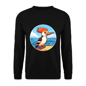 Specht Aquarell Karikatur Kawaii Clipart Haustier - Unisex Pullover - Schwarz - Vorne - Alina (178cm) & Michal (187cm)