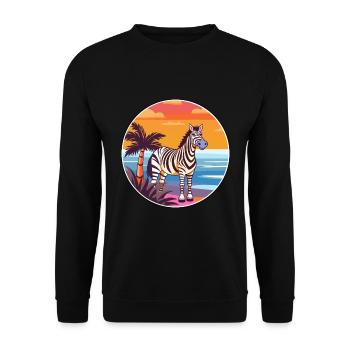 Zebra Watercolor Cartoon Kawaii Clipart Animal - Unisex Sweatshirt - black - Front - Alina (178cm) & Michal (187cm)
