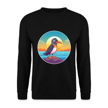 Oiseau Aquarelle Cartoon Kawaii Clipart Animal - Sweat-shirt Unisexe - noir - Devant - Alina (178cm) & Michal (187cm)