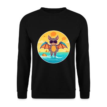 Fledermaus Aquarell Cartoon Kawaii Clipart Tier - Unisex Pullover - Schwarz - Vorne - Alina (178cm) & Michal (187cm)