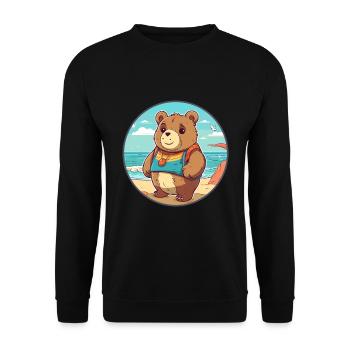 Bär Aquarell Karikatur Kawaii Clipart Tier - Unisex Pullover - Schwarz - Vorne - Alina (178cm) & Michal (187cm)