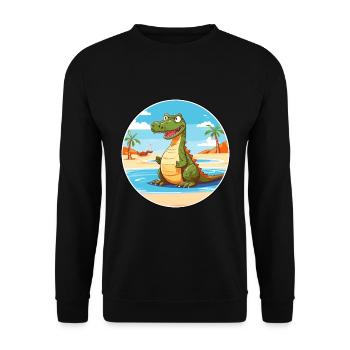 Crocodile Watercolor Cartoon Kawaii Clipart Animal - Unisex Sweatshirt - black - Front - Alina (178cm) & Michal (187cm)