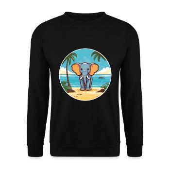 Elephant Watercolor Cartoon Kawaii Clipart Animal - Unisex Sweatshirt - black - Front - Alina (178cm) & Michal (187cm)