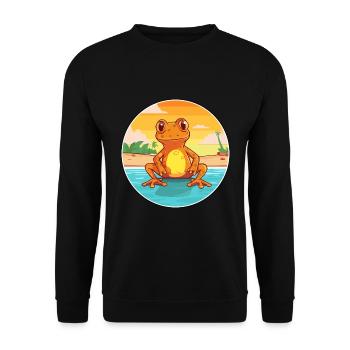 Frog Watercolor Cartoon Kawaii Clipart Animal - Unisex Sweatshirt - black - Front - Alina (178cm) & Michal (187cm)