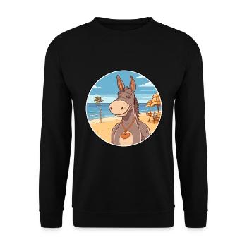 Esel Aquarell Cartoon Kawaii Clipart Tier - Unisex Pullover - Schwarz - Vorne - Alina (178cm) & Michal (187cm)
