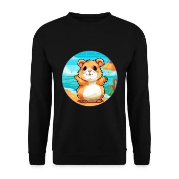 Hamster Watercolor Cartoon Kawaii Clipart Animal - Unisex Sweatshirt - black - Front - Alina (178cm) & Michal (187cm)