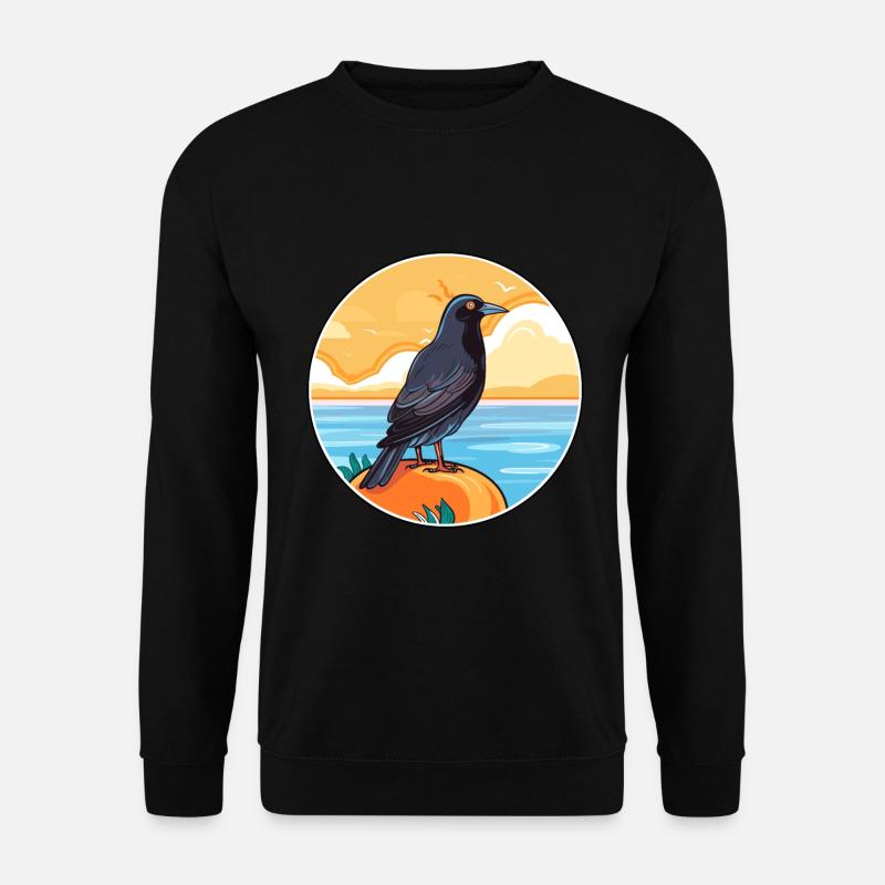 Krähe Aquarell Cartoon Kawaii Clipart Tier - Unisex Pullover - Schwarz