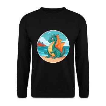 Dragon Watercolor Cartoon Kawaii Clipart Animal - Unisex Sweatshirt - black - Front - Alina (178cm) & Michal (187cm)