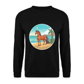 Pferd Aquarell Karikatur Kawaii Clipart Tier - Unisex Pullover - Schwarz - Vorne - Alina (178cm) & Michal (187cm)