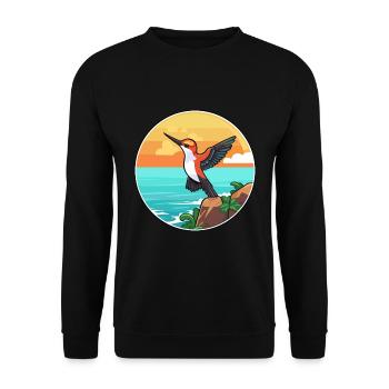 Colibri aquarelle dessin animé Kawaii Clipart animal de compagnie - Sweat-shirt Unisexe - noir - Devant - Alina (178cm) & Michal (187cm)