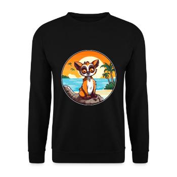 Lemur Watercolor Cartoon Kawaii Clipart Animal - Unisex Sweatshirt - black - Front - Alina (178cm) & Michal (187cm)