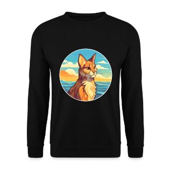 Lynx Watercolor Cartoon Kawaii Clipart Animal - Unisex Sweatshirt - black - Front - Alina (178cm) & Michal (187cm)