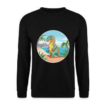 Iguana Watercolor Cartoon Kawaii Clipart Animal - Unisex Sweatshirt - black - Front - Alina (178cm) & Michal (187cm)