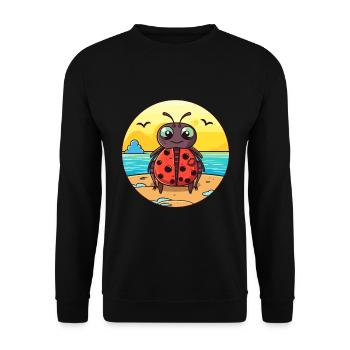 Ladybug Watercolor Cartoon Kawaii Clipart Animal - Unisex Sweatshirt - black - Front - Alina (178cm) & Michal (187cm)