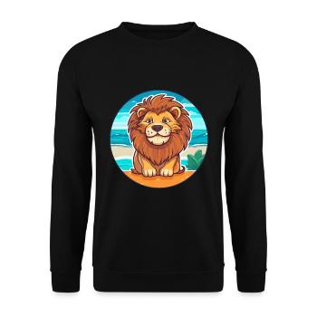 Lion Watercolor Cartoon Kawaii Clipart Animal - Unisex Sweatshirt - black - Front - Alina (178cm) & Michal (187cm)