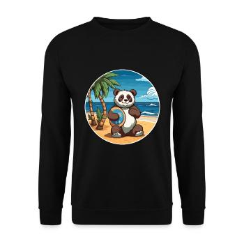 Panda Aquarell Karikatur Kawaii Clipart Tier - Unisex Pullover - Schwarz - Vorne - Alina (178cm) & Michal (187cm)