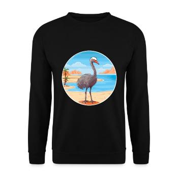 Ostrich Watercolor Cartoon Kawaii Clipart Animal - Unisex Sweatshirt - black - Front - Alina (178cm) & Michal (187cm)