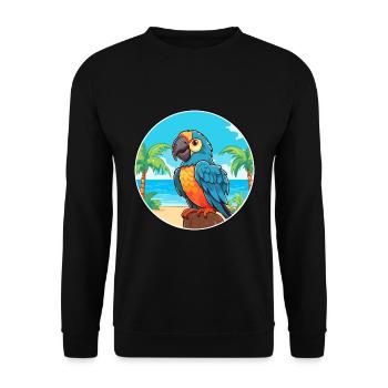 Parrot Watercolor Cartoon Kawaii Clipart Animal - Unisex Sweatshirt - black - Front - Alina (178cm) & Michal (187cm)
