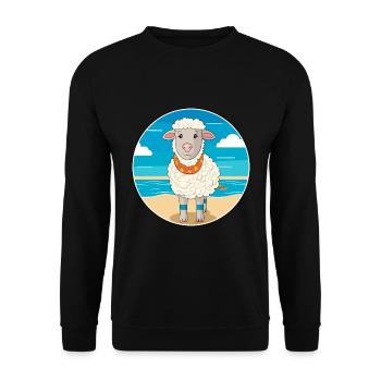 Mouton aquarelle dessin animé Kawaii Clipart Animal - Sweat-shirt Unisexe - noir - Devant - Alina (178cm) & Michal (187cm)