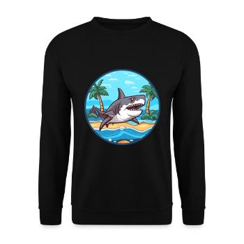 Shark Watercolor Cartoon Kawaii Clipart Animal - Unisex Sweatshirt - black - Front - Alina (178cm) & Michal (187cm)