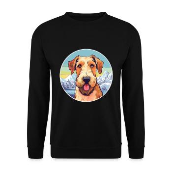 Airedale Terrier chien race dessin animé Kawaii Watercol - Sweat-shirt Unisexe - noir - Devant - Alina (178cm) & Michal (187cm)