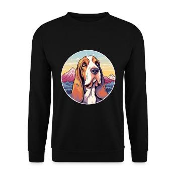 Artois Hound Dog Breed Cartoon Kawaii Watercolor - Unisex Sweatshirt - black - Front - Alina (178cm) & Michal (187cm)