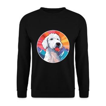 Bedlington Terrier chien race dessin animé Kawaii Waterc - Sweat-shirt Unisexe - noir - Devant - Alina (178cm) & Michal (187cm)