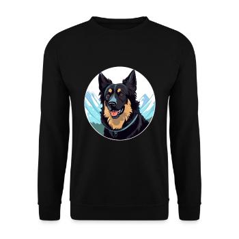 Belgische Groenendael Hunderasse Karikatur Kawaii Wasser - Unisex Pullover - Schwarz - Vorne - Alina (178cm) & Michal (187cm)
