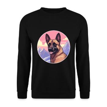 Belgian Malinois Dog Breed Cartoon Kawaii Watercol - Unisex Sweatshirt - black - Front - Alina (178cm) & Michal (187cm)