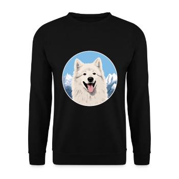 Berger Blanc Suisse Dog Breed Cartoon Kawaii Water - Unisex Sweatshirt - black - Front - Alina (178cm) & Michal (187cm)