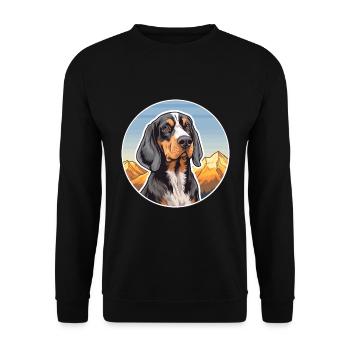 Bluetick Coonhound chien race dessin animé kawaii waterc - Sweat-shirt Unisexe - noir - Devant - Alina (178cm) & Michal (187cm)