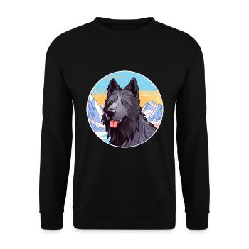 Chien de berger belge race de chien Cartoon Kawaii Watercol - Sweat-shirt Unisexe - noir - Devant - Alina (178cm) & Michal (187cm)