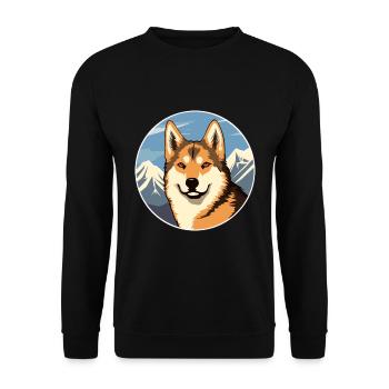 Dingo Hunderasse Karikatur Kawaii Aquarell - Unisex Pullover - Schwarz - Vorne - Alina (178cm) & Michal (187cm)