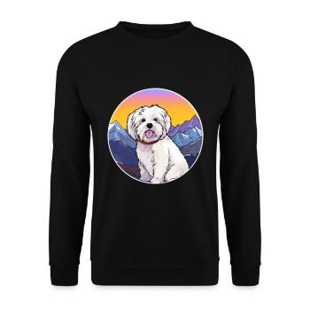 Coton De Tuléar Race De Chien Cartoon Kawaii Watercolo - Sweat-shirt Unisexe - noir - Devant - Alina (178cm) & Michal (187cm)